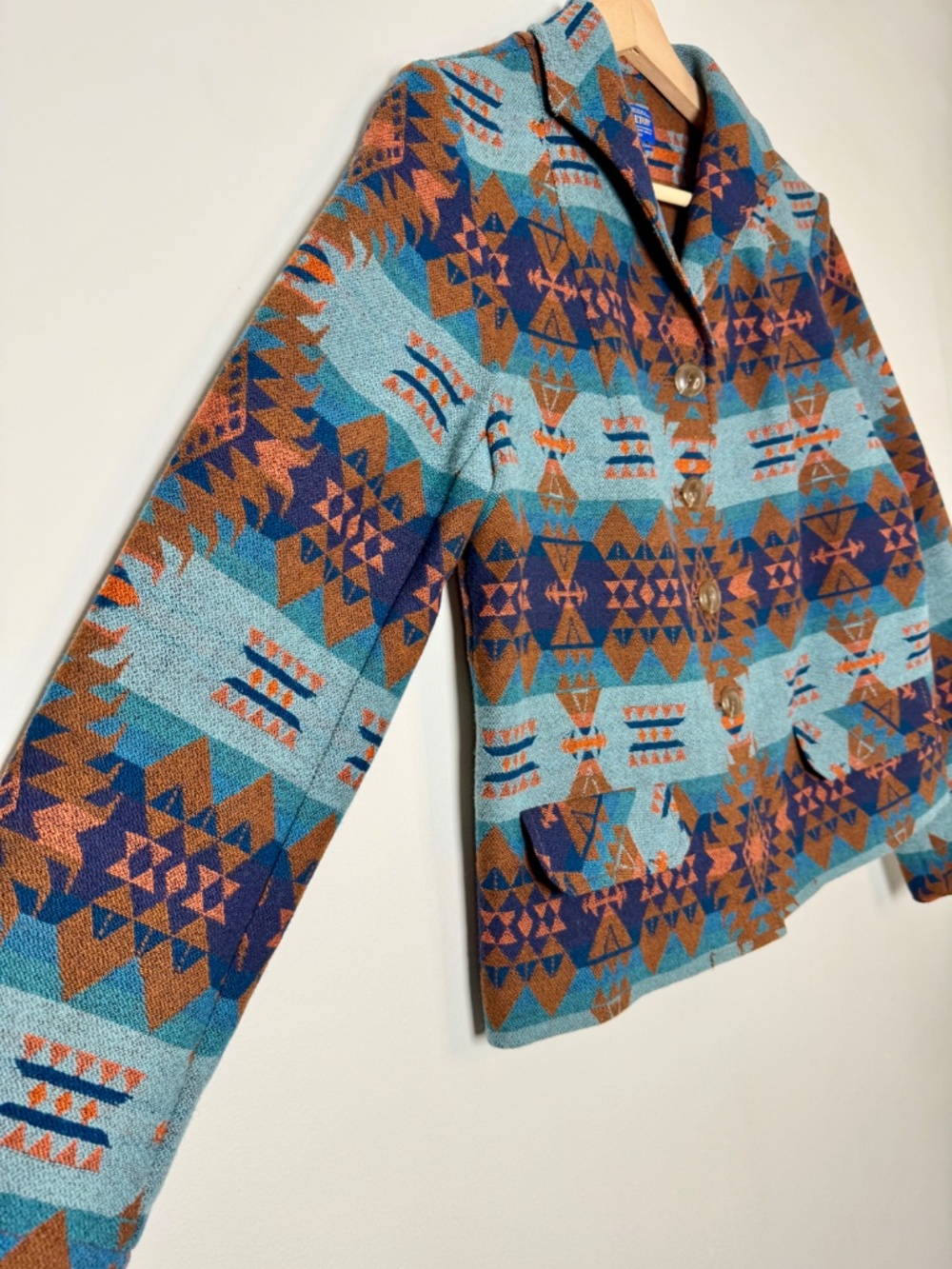 Pendleton Women’s Lowell Wool Southwestern Inspired Turquoise Jacket Sz Small - Picture 6 of 10